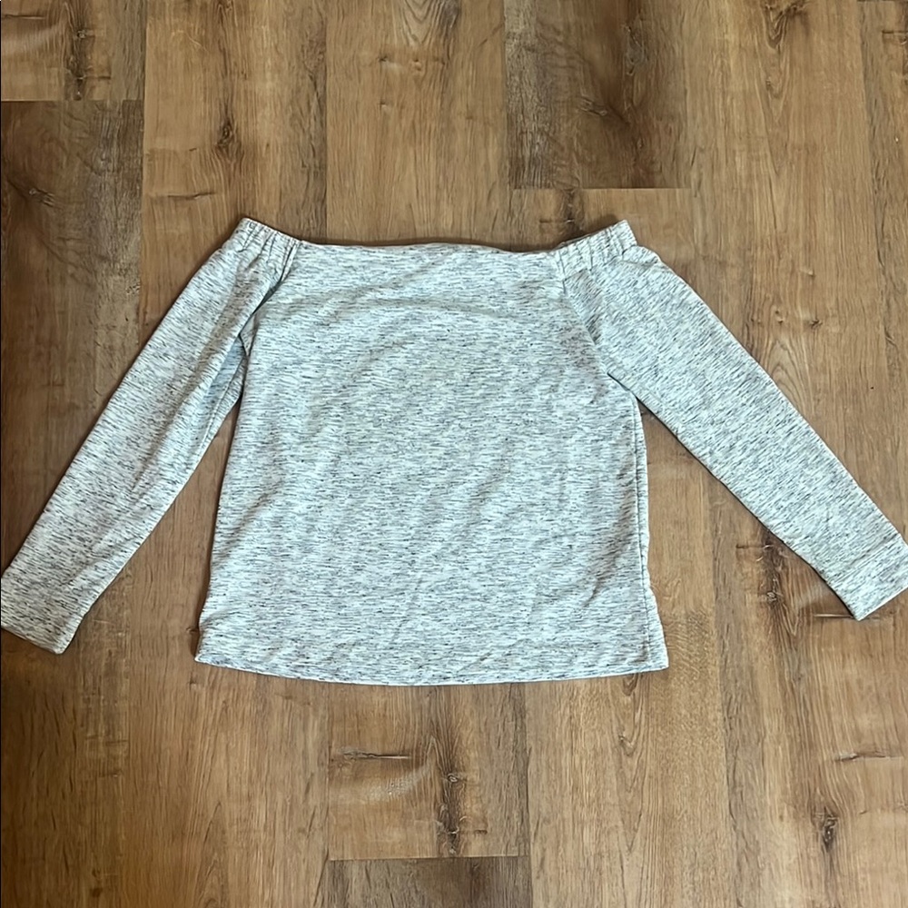 Club Monaco Gray Off the Shoulder 3/4 Sleeve Fitted Blouse